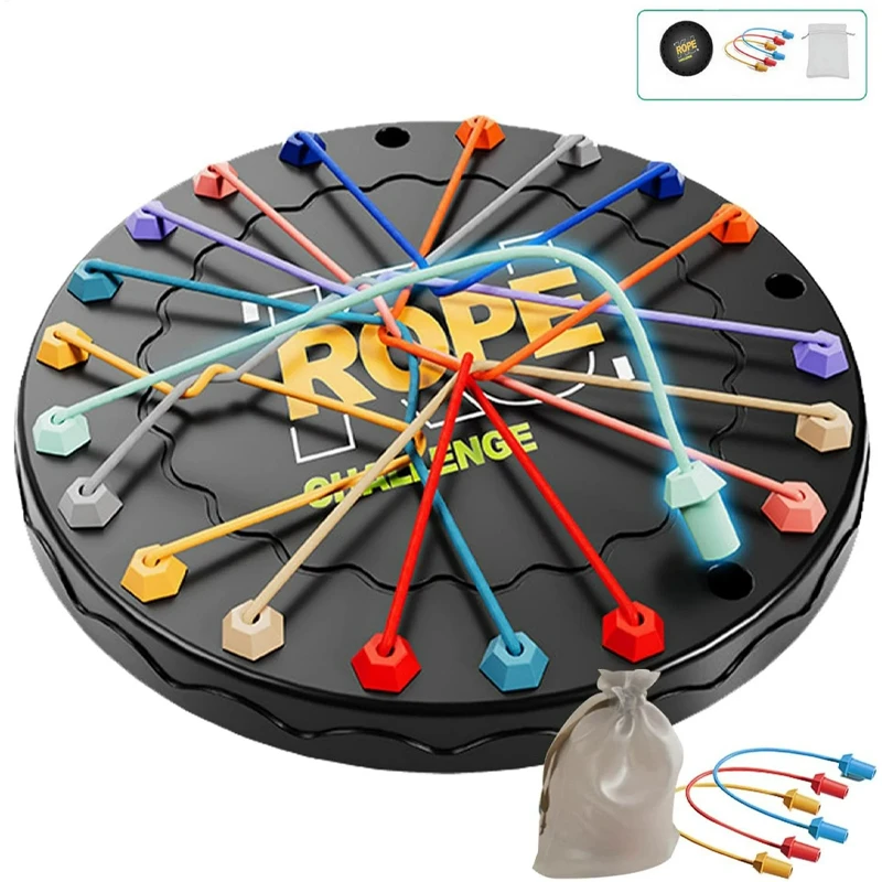 Brainy Knots Game, Brain Boosting Rope Puzzle Games, Rope Untangling Board Game, Interactive Rope Knots Challenge Game (CZ-010C)